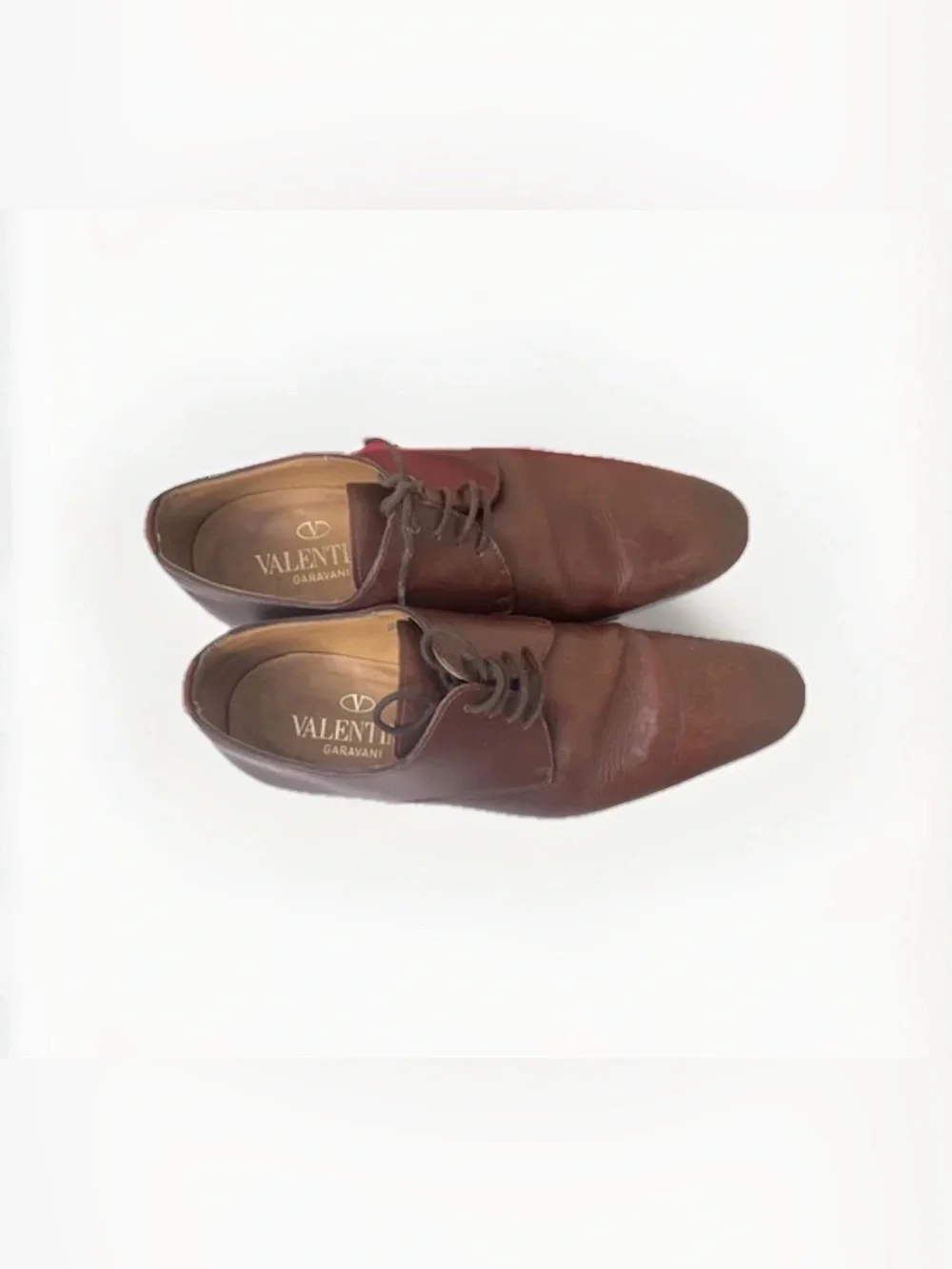 Valentino Garavani Brown Leather Derby Dress Shoe Lace Up Men's Size EU40 US 7